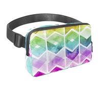 Marsupio per donne e uomini, marsupio per attività all'aperto, sottile, da corsa, per passeggiate, jogging, escursionismo, viaggi, allenamento, motivo a zigzag arcobaleno, Multi,