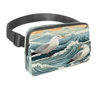 Marsupio per donne e uomini, marsupio per attività all'aperto, sottile, da corsa, per passeggiate, jogging, escursionismo, viaggi, allenamento, gabbiano sulle onde del mare, Multi,