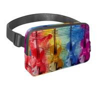 Marsupio per donne e uomini, marsupio per attività all'aperto, sottile, da corsa, per passeggiate, jogging, escursionismo, viaggi, allenamento, violino colorato e spartiti musicali, Multi,