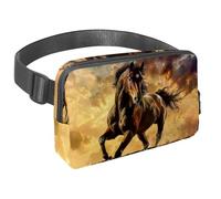 Marsupio per donne e uomini, marsupio per attività all'aperto, sottile, da corsa, per passeggiate, jogging, escursionismo, viaggi, allenamento, un cavallo nel deserto, Multi, 1.5x9.0x5.9in/4x23x15cm,