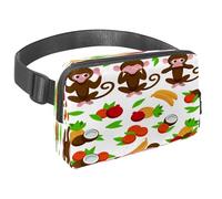 Marsupio per donne e uomini, marsupio per attività all'aperto, sottile, da corsa, per passeggiate, jogging, escursionismo, viaggi, allenamento, scimmietta con frutta, Multi, 1.5x9.0x5.9in/4x23x15cm,
