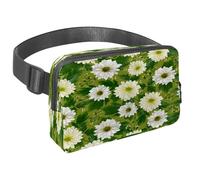 Marsupio per donne e uomini, marsupio per attività all'aperto, sottile, da corsa, per passeggiate, jogging, escursionismo, viaggi, allenamento, con fiori di crisantemo bianchi, Multi,