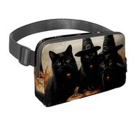 Marsupio per donne e uomini, marsupio per attività all'aperto, sottile, da corsa, per passeggiate, jogging, escursionismo, viaggi, allenamento, con gatti neri con cappelli da strega, zucca, Multi,