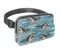 Marsupio per donne e uomini, marsupio per attività all'aperto, sottile, da corsa, per passeggiate, jogging, escursionismo, viaggi, allenamento, squali pericolosi sulle onde oceano, Multi,