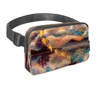 Marsupio per donne e uomini, marsupio per attività all'aperto, sottile, da corsa, per passeggiate, jogging, escursionismo, viaggi, allenamento, strega e gatto in barca, Multi, 1.5x9.0x5.9in/4x23x15cm,