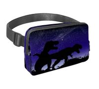 Marsupio per donne e uomini, marsupio per attività all'aperto, sottile, da corsa, per passeggiate, jogging, escursionismo, viaggi, allenamento, silhouette di dinosauri nella notte stellata, Multi,