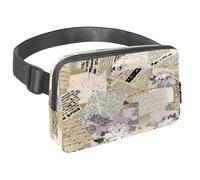 Marsupio per donne e uomini, marsupio per attività all'aperto, sottile, da corsa, per passeggiate, jogging, escursionismo, viaggi, allenamento, frammenti di giornale strappati vintage, Multi,