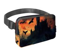 Marsupio per donne e uomini, marsupio per attività all'aperto, sottile, da corsa, per passeggiate, jogging, escursionismo, viaggi, allenamento, corvo volante sul castello, Multi,