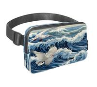 Marsupio per donne e uomini, marsupio per attività all'aperto, sottile, da corsa, per passeggiate, jogging, escursionismo, viaggi, allenamento, gabbiano che vola sulle onde del mare, Multi,