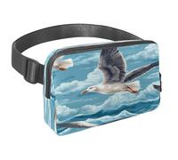 Marsupio per donne e uomini, marsupio per attività all'aperto, sottile, da corsa, per passeggiate, jogging, escursionismo, viaggi, allenamento, gabbiano che vola sulle onde del mare, Multi,