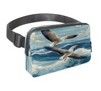 Marsupio per donne e uomini, marsupio per attività all'aperto, sottile, da corsa, per passeggiate, jogging, escursionismo, viaggi, allenamento, gabbiano che vola sulle onde del mare, Multi,