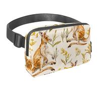 Marsupio per donne e uomini, marsupio per attività all'aperto, sottile, da corsa, per passeggiate, jogging, escursionismo, viaggi, allenamento, motivo floreale con canguro e crisantemo, Multi,