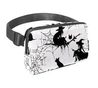 Marsupio per donne e uomini, marsupio per attività all'aperto, sottile, da corsa, per passeggiate, jogging, escursionismo, viaggi, allenamento, con sagoma di gatto nero, strega e ragnatela, Multi,