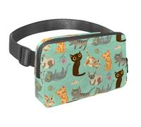 Marsupio per donne e uomini, marsupio per attività all'aperto, sottile, da corsa, per passeggiate, jogging, escursionismo, viaggi, allenamento, motivo: gatti pazzi, Multi, 1.5x9.0x5.9in/4x23x15cm,