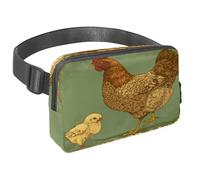 Marsupio per donne e uomini, marsupio per attività all'aperto, sottile, da corsa, per passeggiate, jogging, escursionismo, viaggi, allenamento, galline e pulcini, Multi, 1.5x9.0x5.9in/4x23x15cm,