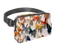 Marsupio per donne e uomini, marsupio per attività all'aperto, sottile, da corsa, per passeggiate, jogging, escursionismo, viaggi, allenamento, con farfalle e ombre, Multi, 1.5x9.0x5.9in/4x23x15cm,