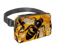 Marsupio per donne e uomini, marsupio per attività all'aperto, sottile, da corsa, per passeggiate, jogging, escursionismo, viaggi, allenamento, motivo: api che volano sul fiore, Multi,