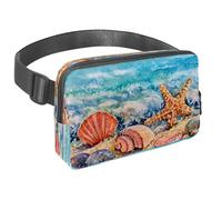 Marsupio per donne e uomini, marsupio per attività all'aperto, sottile, da corsa, per passeggiate, jogging, escursionismo, viaggi, allenamento, con conchiglie, stelle marine, pietra sulla sabbia,