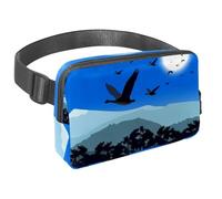 Marsupio per donne e uomini, marsupio per attività all'aperto, sottile, da corsa, per passeggiate, jogging, escursionismo, viaggi, allenamento, con uccelli che volano su ghiaccio, Multi,