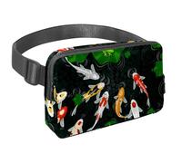 Marsupio per donne e uomini, marsupio per attività all'aperto, sottile, da corsa, per passeggiate, jogging, escursionismo, viaggi, allenamento, carpa koi e loto lasciano rana nello stagno, Multi,