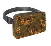 Marsupio per donne e uomini, marsupio per attività all'aperto, sottile, da corsa, per passeggiate, jogging, escursionismo, viaggi, allenamento, motivo: gallo furioso, Multi, 1.5x9.0x5.9in/4x23x15cm,
