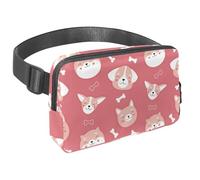 Marsupio per donne e uomini, marsupio per attività all'aperto, sottile, da corsa, per passeggiate, jogging, escursionismo, viaggi, allenamento, con faccina di cane sorridente con osso, Multi,