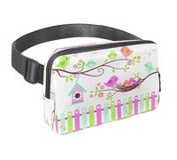 Marsupio per donne e uomini, marsupio per attività all'aperto, sottile, da corsa, per passeggiate, jogging, escursionismo, viaggi, allenamento, con uccelli che cantano sui rami, Multi,