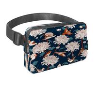 Marsupio per donne e uomini, marsupio per attività all'aperto, sottile, da corsa, per passeggiate, jogging, escursionismo, viaggi, allenamento, con uccelli volanti sul crisantemo, Multi,