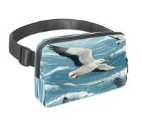 Marsupio per donne e uomini, marsupio per attività all'aperto, sottile, da corsa, per passeggiate, jogging, escursionismo, viaggi, allenamento, gabbiano che vola sulle onde del mare, Multi,