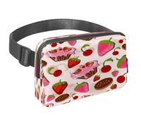 Marsupio per donne e uomini, marsupio per attività all'aperto, sottile, da corsa, per passeggiate, jogging, escursionismo, viaggi, allenamento, torta di fragole al cioccolato, biscotti, Multi,