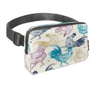 Marsupio per donne e uomini, marsupio per attività all'aperto, sottile, da corsa, per passeggiate, jogging, escursionismo, viaggi, allenamento, con galline colorate disegnate a mano, Multi,