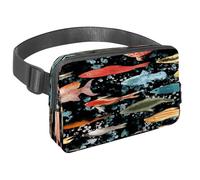 Marsupio per donne e uomini, marsupio per attività all'aperto, sottile, da corsa, per passeggiate, jogging, escursionismo, viaggi, allenamento, acquerelli, vari pesci e bolle, Multi,