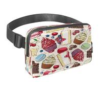 Marsupio per donne e uomini, marsupio per attività all'aperto, sottile, da corsa, per passeggiate, jogging, escursionismo, viaggi, allenamento, torte e biscotti con frutti di bosco, Multi,