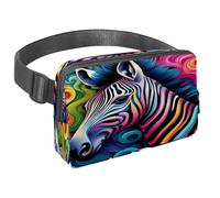 Marsupio per donne e uomini, marsupio per attività all'aperto, sottile, da corsa, per passeggiate, jogging, escursionismo, viaggi, allenamento, motivo zebrato colorato, Multi, 1.5x9.0x5.9in/4x23x15cm,