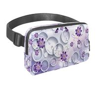 Marsupio per donne e uomini, marsupio per attività all'aperto, sottile, da corsa, per passeggiate, jogging, escursionismo, viaggi, allenamento, stampa floreale viola, Multi, 1.5x9.0x5.9in/4x23x15cm,
