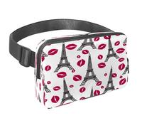 Marsupio per donne e uomini, marsupio per attività all'aperto, sottile, da corsa, per passeggiate, jogging, escursionismo, viaggi, allenamento, torre Eiffel e baci, Multi, 1.5x9.0x5.9in/4x23x15cm,