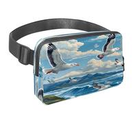 Marsupio per donne e uomini, marsupio per attività all'aperto, sottile, da corsa, per passeggiate, jogging, escursionismo, viaggi, allenamento, gabbiano che vola sulle onde del mare, Multi,