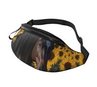 Marsupio per donne e uomini, zaino a tracolla con cavallo scuro sotto i girasoli, borsa a tracolla con tracolla regolabile