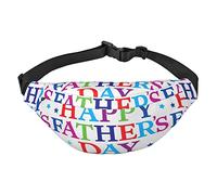 Marsupio per la festa del papà con stelle e felici, di grandi dimensioni, con 3 tasche con cerniera, puoi trasportare telefoni cellulari di tutte le dimensioni per esercizi all'aperto, nero, taglia
