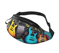 Marsupio per pittura a forma di chitarra, grande marsupio alla moda per donne e uomini, tasche sicure con cerniera regolabile, per viaggi, feste, sport, corsa, escursionismo, uso quotidiano, 3D