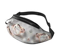 Marsupio per uomini e donne, alla moda, con cintura regolabile, per viaggi, sport, corsa, cerbiatto a coda di cervo nella natura selvaggia, Motivo Marmo Bianco Oro Rosa, Taglia unica