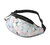 Marsupio per uomini e donne, alla moda, con cintura regolabile, per viaggi, sport, corsa, colore grigio foglia di tè con stampa rosa, Pastello Marmo Terrazzo, Taglia unica