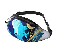 Marsupio per uomini e donne, alla moda, con cintura regolabile, per viaggi, sport, corsa, incorniciare fiori lilla con stampa floreale, Balena Animale Blu Profondo, Taglia unica