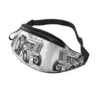 Marsupio per uomini e donne, alla moda con cintura regolabile per viaggi, sport, corsa, motivo carota felice senza cuciture, Trattore Cartoon, Taglia unica