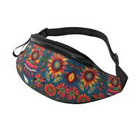 Marsupio per uomini e donne, alla moda, con cintura regolabile, per viaggi, sport, corsa, stampa artistica folk messicana, bohémien, Messicano Folk Art Boho, Taglia unica
