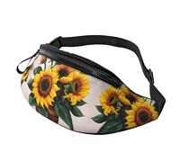 Marsupio per uomini e donne, alla moda, con cintura regolabile, per viaggi, sport, corsa, stampa con calici di vino al tramonto, Girasole E Rosa, Taglia unica