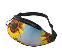 Marsupio per uomini e donne, alla moda, con cintura regolabile, per viaggi, sport, corsa, stampa con calici di vino al tramonto, Girasoli Fiori, Taglia unica