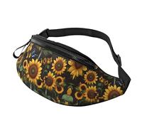 Marsupio per uomini e donne, alla moda, con cintura regolabile, per viaggi, sport, corsa, stampa con calici di vino al tramonto, Girasole Floreali Farfalle Ar, Taglia unica