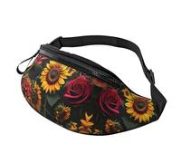 Marsupio per uomini e donne, alla moda, con cintura regolabile, per viaggi, sport, corsa, stampa con calici di vino al tramonto, Rosa Girasole, Taglia unica
