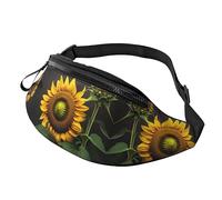 Marsupio per uomini e donne, alla moda, con cintura regolabile, per viaggi, sport, corsa, stampa con calici di vino al tramonto, Girasoli nelle erbacce, Taglia unica